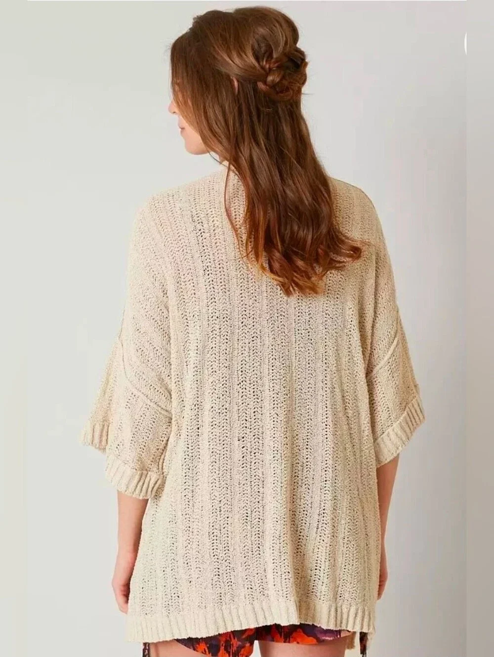 Free People Oversized Beach House Brunch Open Knit Tie Front Cardigan Sweater